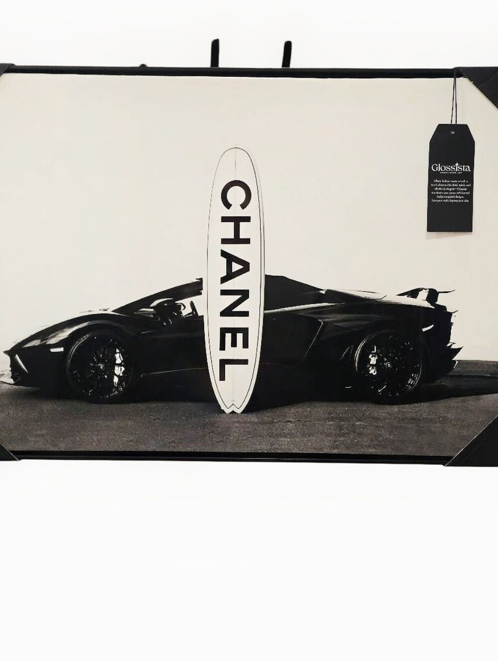 Glossista Embelished Art CHANEL Surfboard Lamborghini Glossy Canvas Wall Decor